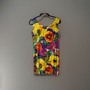 Jams World Vintage Dress Size SM Sleeveless Poppy‎ Floral A-line Hawaii Dress